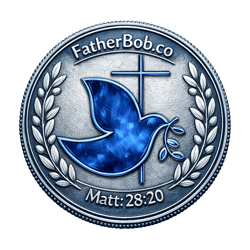 front of Father Bob challenge coin