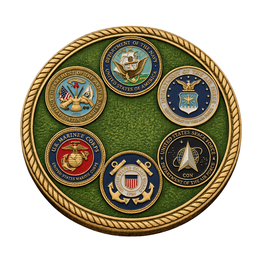 back of Military Creator Con challenge coin