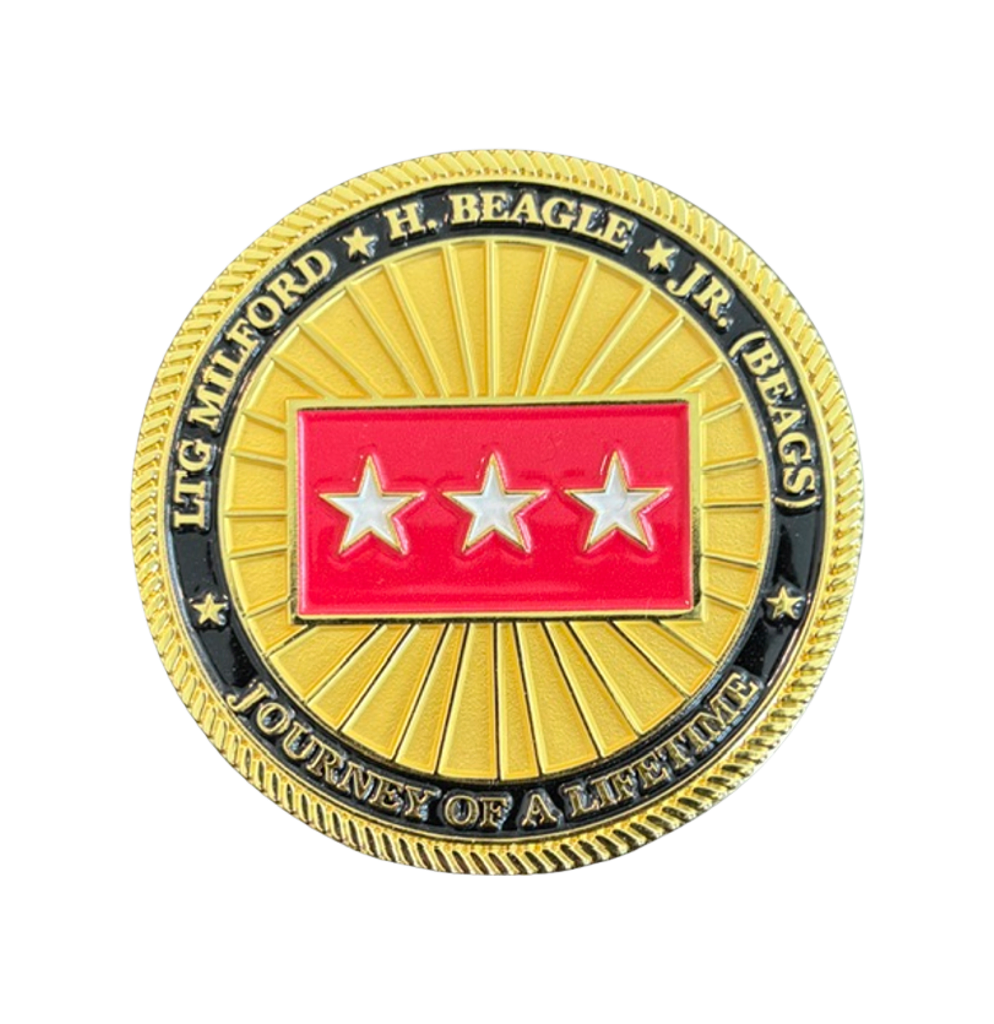 front of Lieutenant General Beagle's Retirement Coin