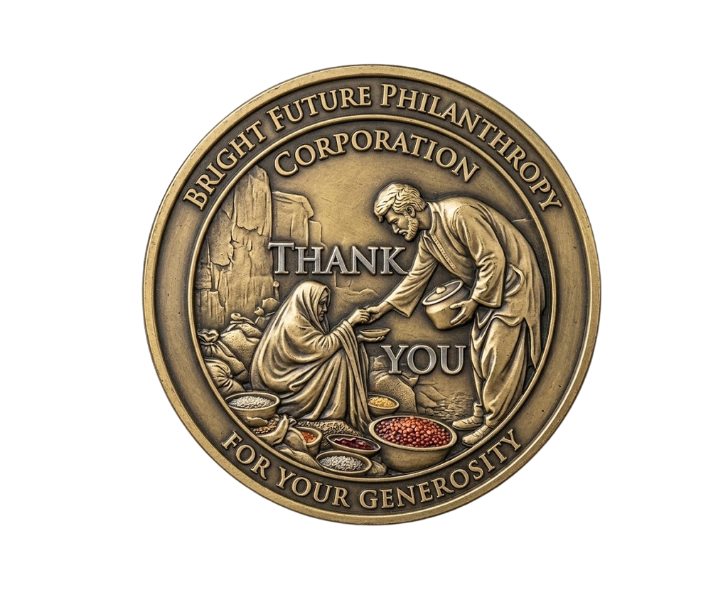 back of Bright Future Philanthropy challenge coin